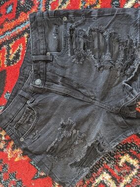 American Eagle Outfitters Distressed Black Denim Shorts